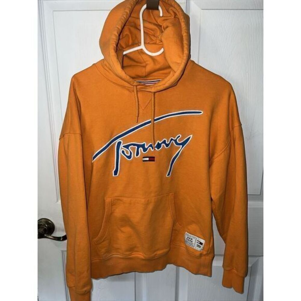 Tommy Hilfiger Men's Sweatshirt Sweater Small Orange Motif‎ Crew Neck Hoodie